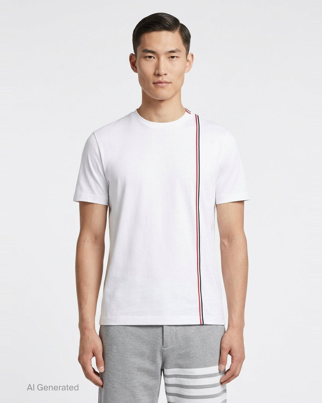 Medium Weight Diagonal Stripe Tee | Thom Browne | Club21 - front