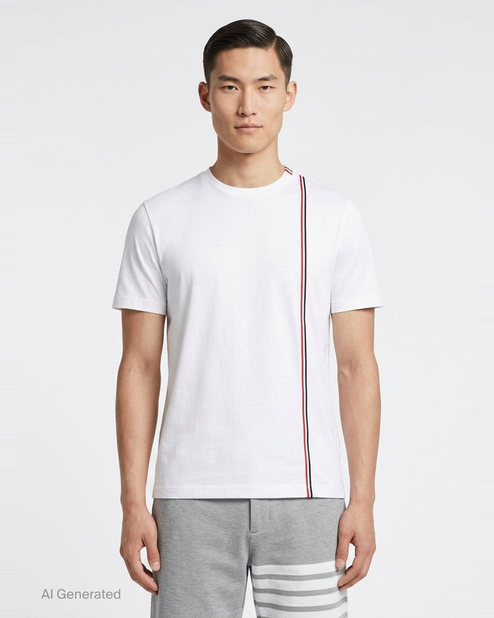 Medium Weight Diagonal Stripe Tee | Thom Browne | Club21 - front