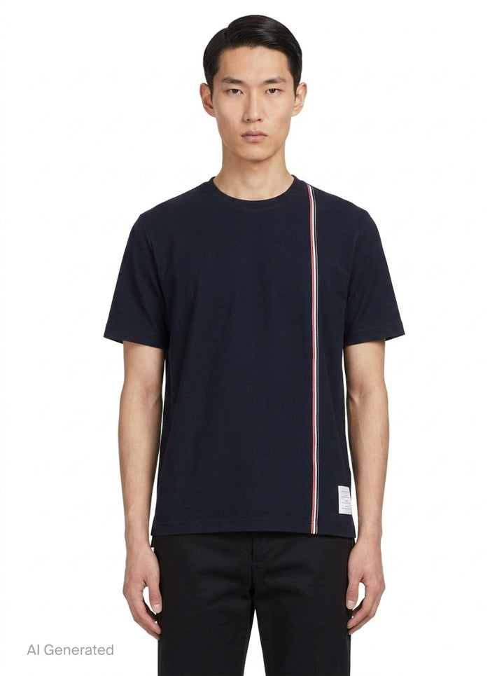Medium Weight Diagonal Stripe Tee | Thom Browne | Club21 - front