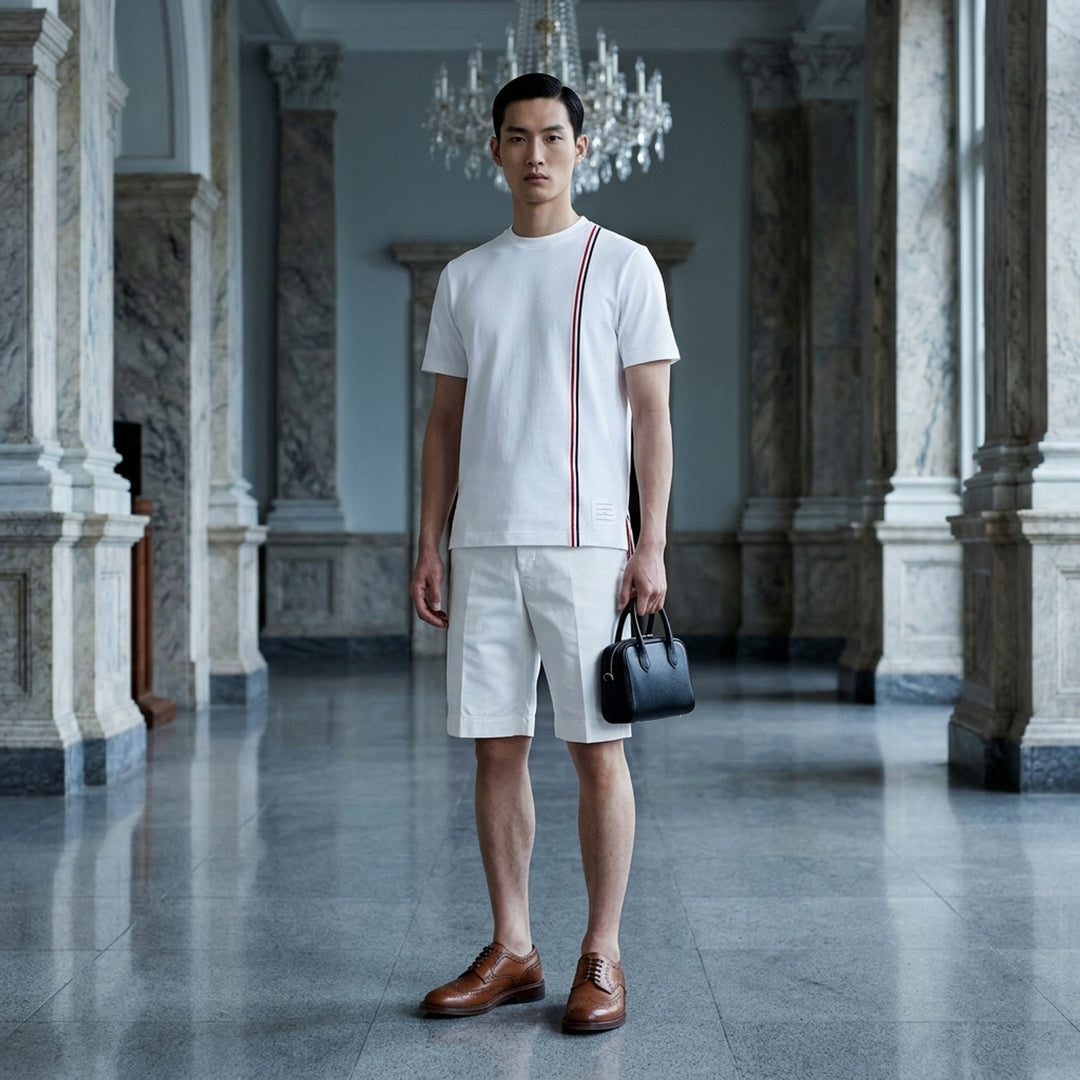 Medium Weight Diagonal Stripe Tee | Thom Browne | Club21 - lifestyle