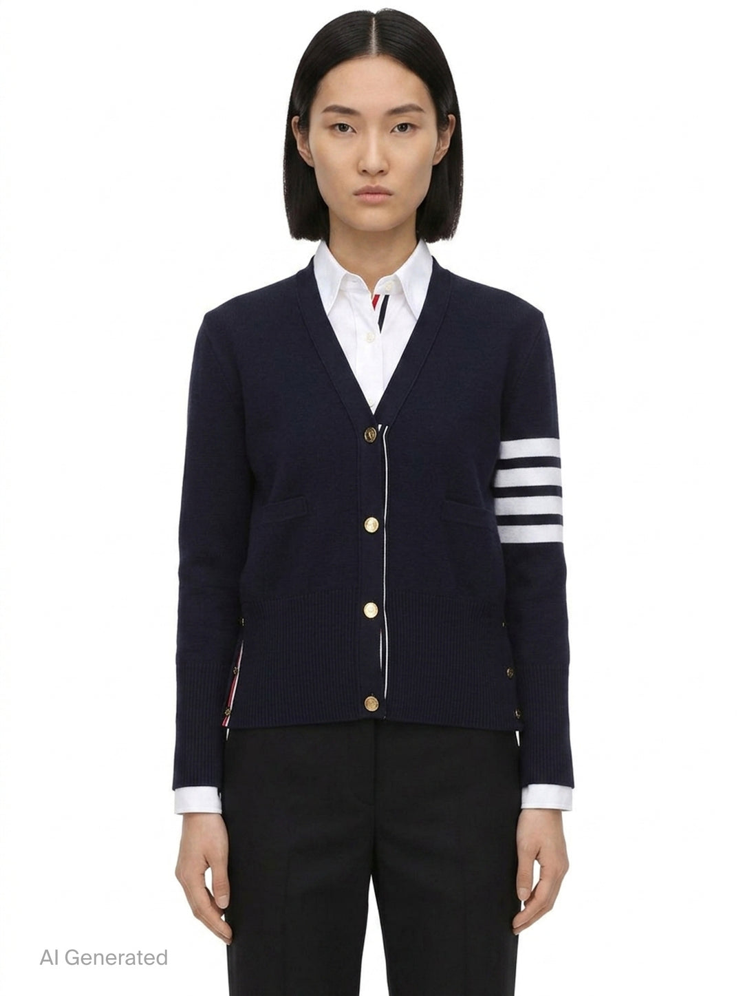 Milano Classic V-Neck Cardigan | Thom Browne | Club21 - front