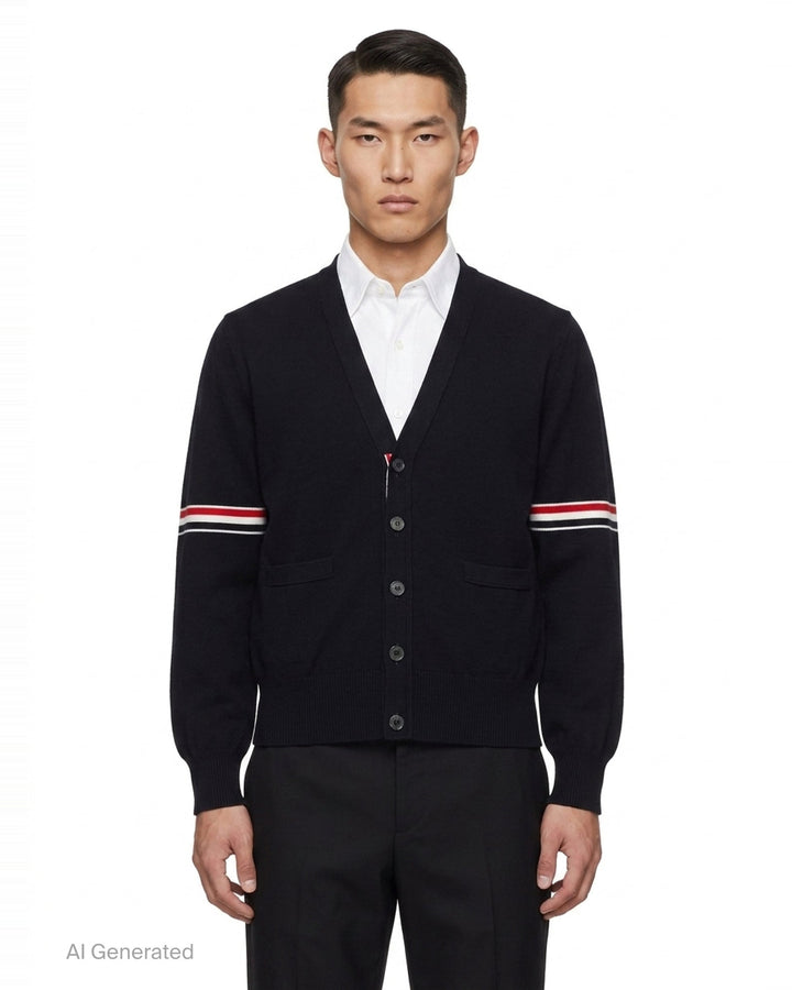 Milano Stitch V-Neck Cardigan | Thom Browne | Club21 - front