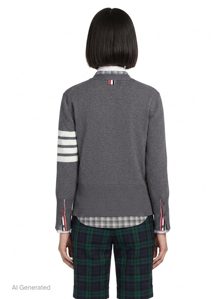 Milano Stitch V-Neck Cardigan | Thom Browne | Club21 - back