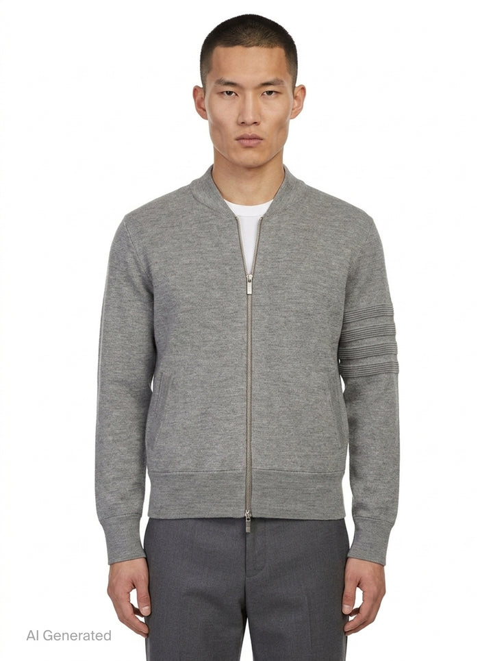 Milano Stitch Zip-Up Bomber Jacket | Thom Browne | Club21 - front