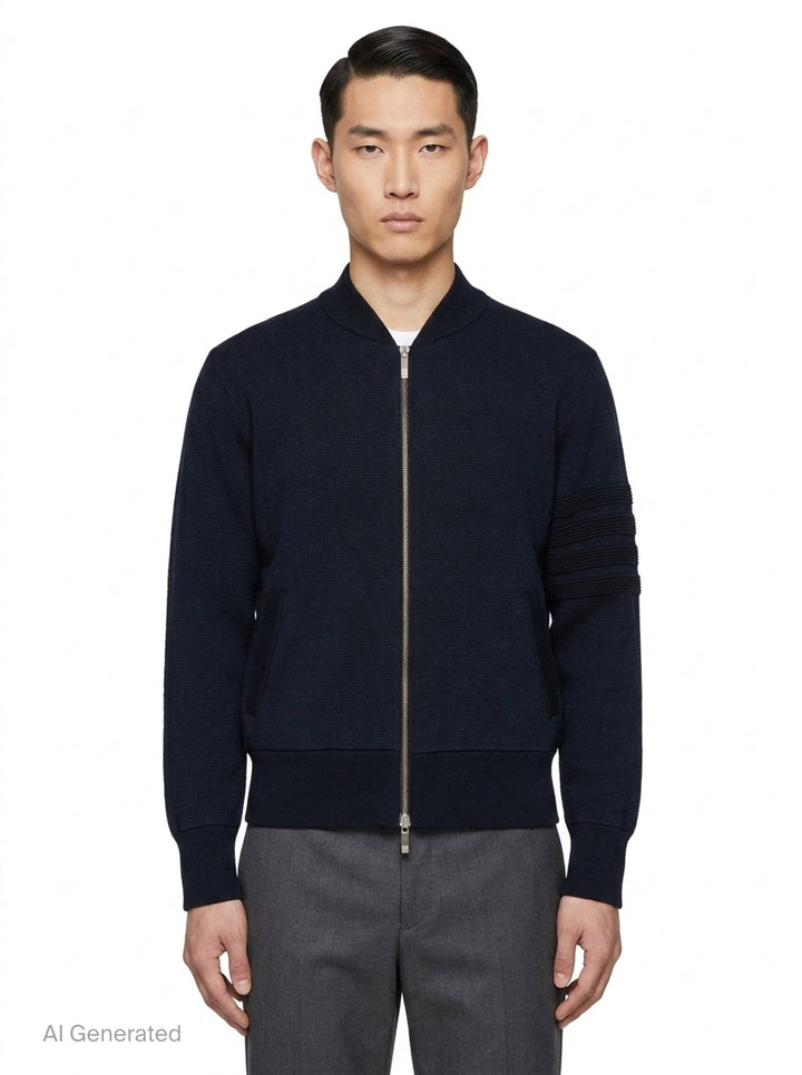 Milano Stitch Zip Up Bomber | Thom Browne | Club21 - front