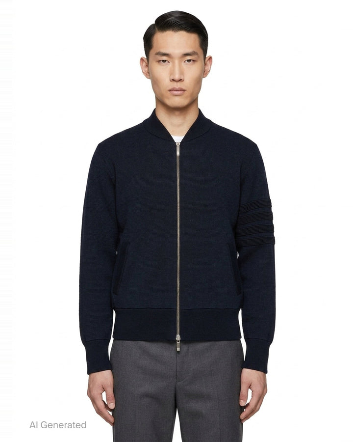 Milano Stitch Zip Up Bomber | Thom Browne | Club21 - front