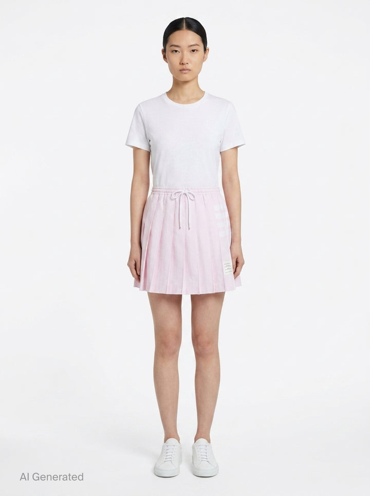 Mini Drawstring Pleated Skirt | Thom Browne | Club21 - front