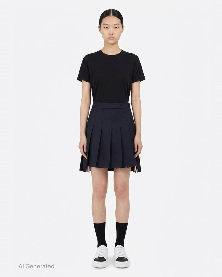 Mini Dropped Back Pleated Skirt | Thom Browne | Club21 - front