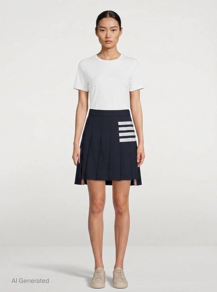 Mini Dropped Back Pleated Skirt | Thom Browne | Club21 - front