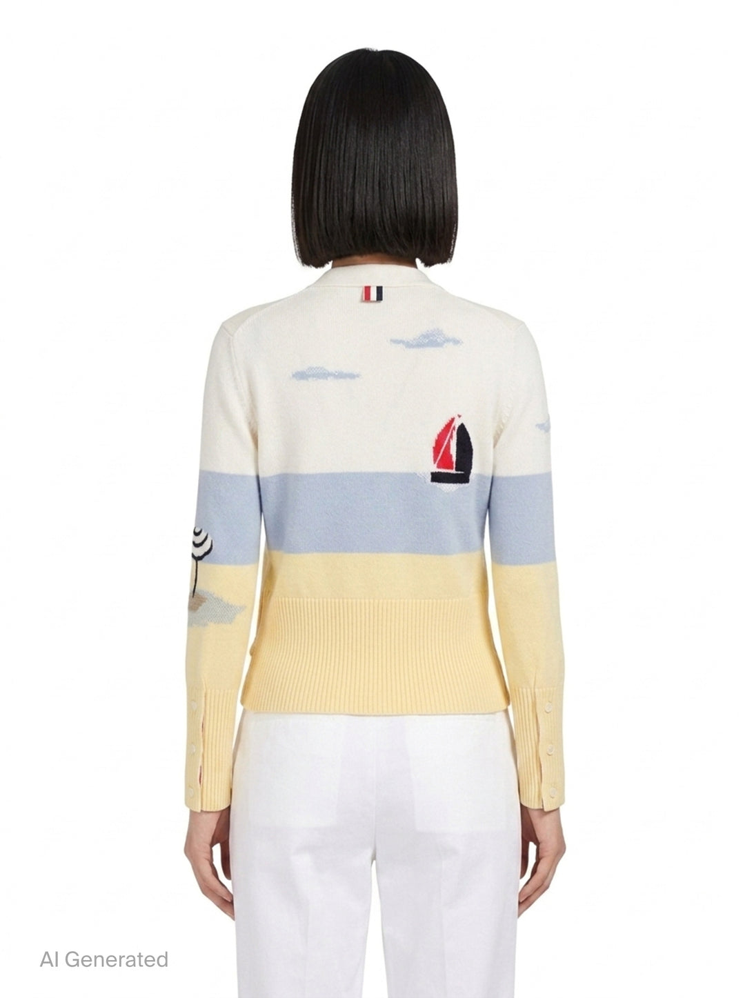 Nantucket Scene Intarsia Cardigan | Thom Browne | Club21 - back