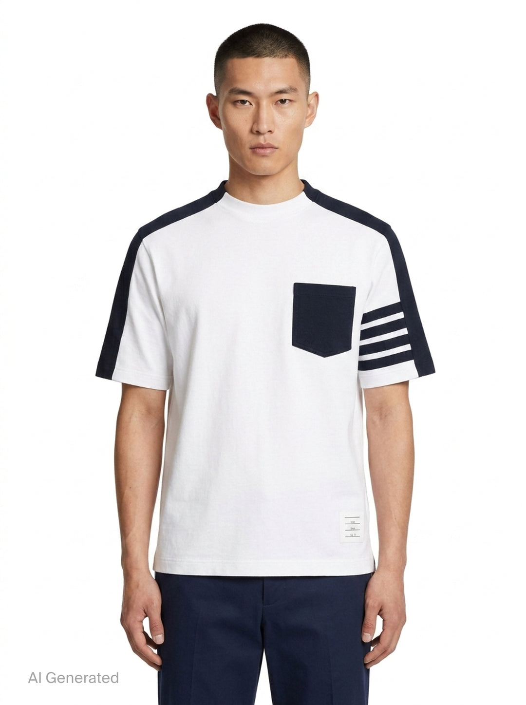 Oversized Colorblock Pocket Tee | Thom Browne | Club21 - front