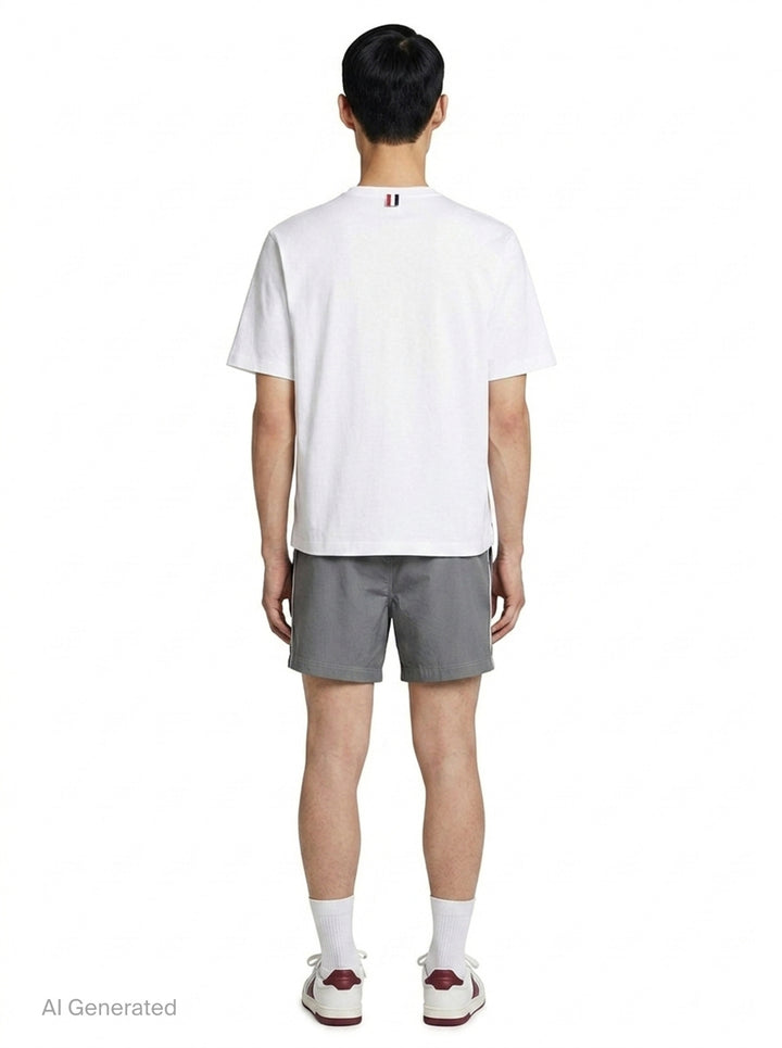 Oversized Short Sleeve Pocket Tee | Thom Browne | Club21 - back