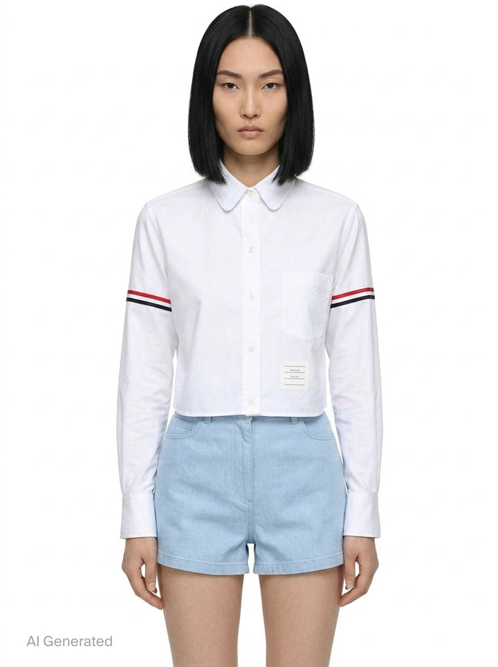Oxford Armband Cropped Shirt | Thom Browne | Club21 - front