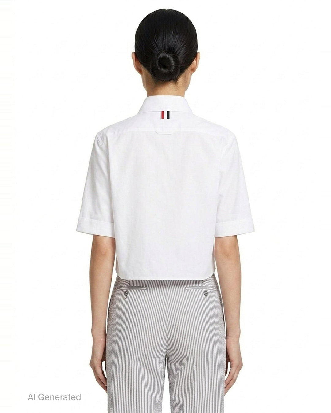 Oxford Cropped Short Sleeve Shirt | Thom Browne | Club21 - back