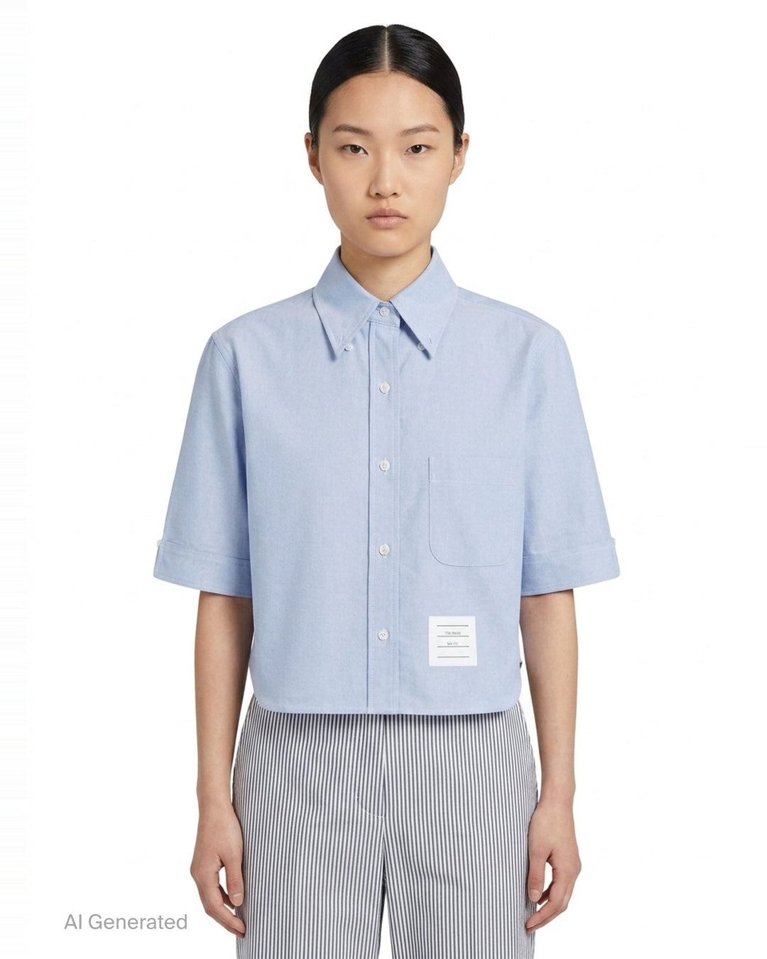 Oxford Cropped Short Sleeve Shirt | Thom Browne | Club21 - front