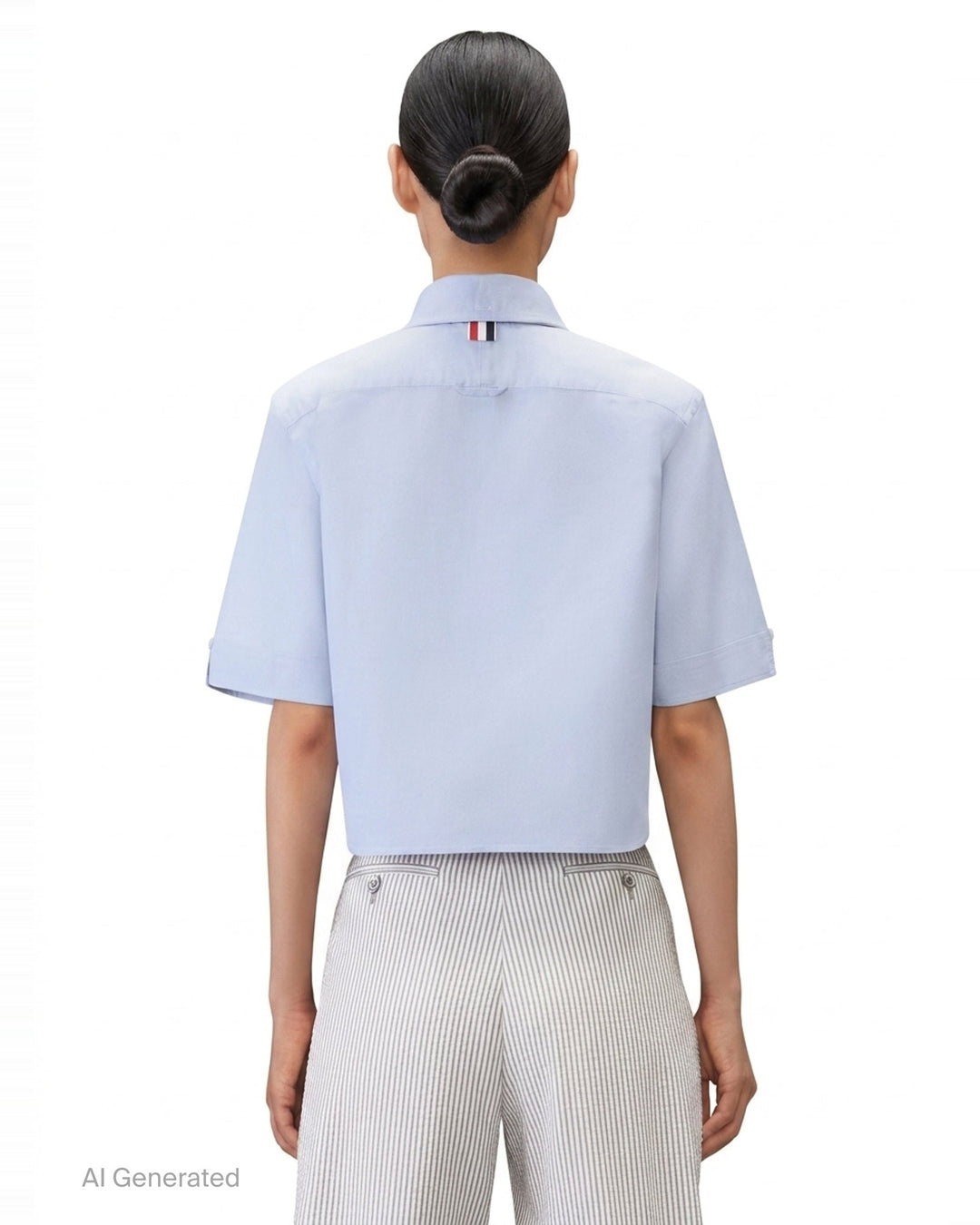 Oxford Cropped Short Sleeve Shirt | Thom Browne | Club21 - back
