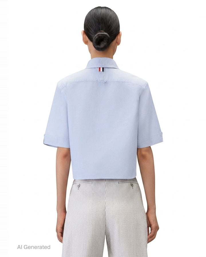 Oxford Cropped Short Sleeve Shirt | Thom Browne | Club21 - back
