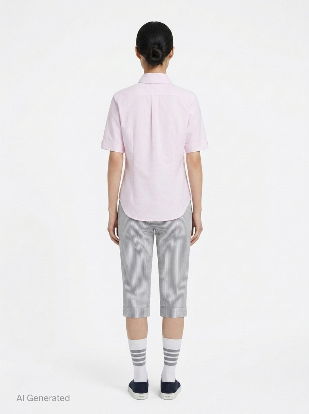 Oxford Round Collar Short Sleeve Shirt | Thom Browne | Club21 - back