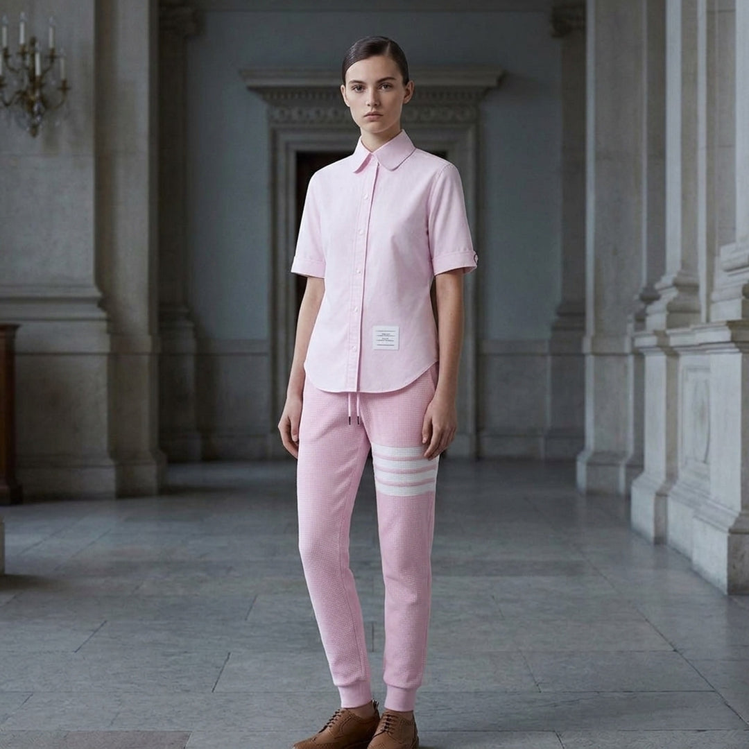 Oxford Round Collar Short Sleeve Shirt | Thom Browne | Club21 - lifestyle
