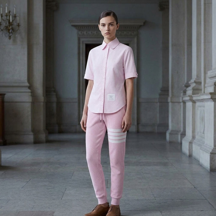 Oxford Round Collar Short Sleeve Shirt | Thom Browne | Club21 - lifestyle