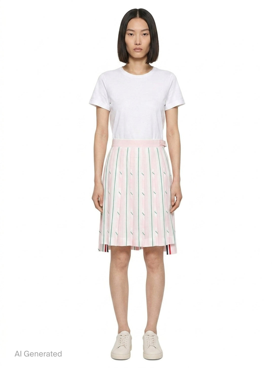 Pleated Striped Mini Skirt | Thom Browne | Club21 - front