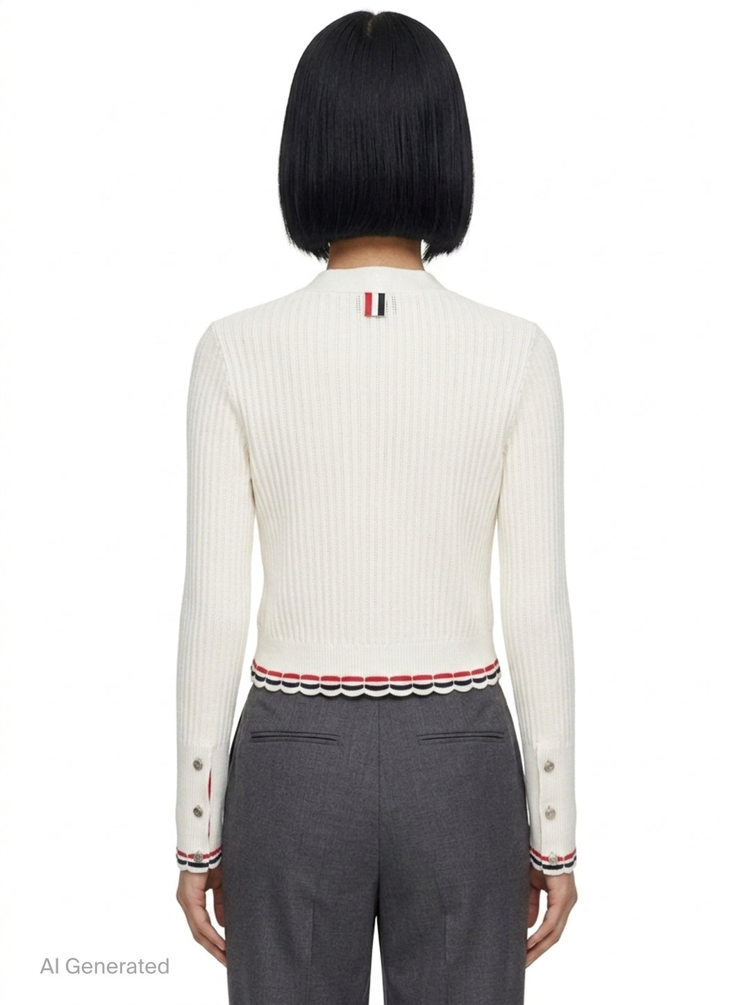 Pointelle Rib Stitch Cardigan | Thom Browne | Club21 - back