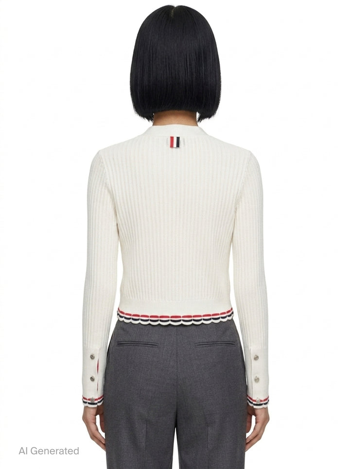 Pointelle Rib Stitch Cardigan | Thom Browne | Club21 - back