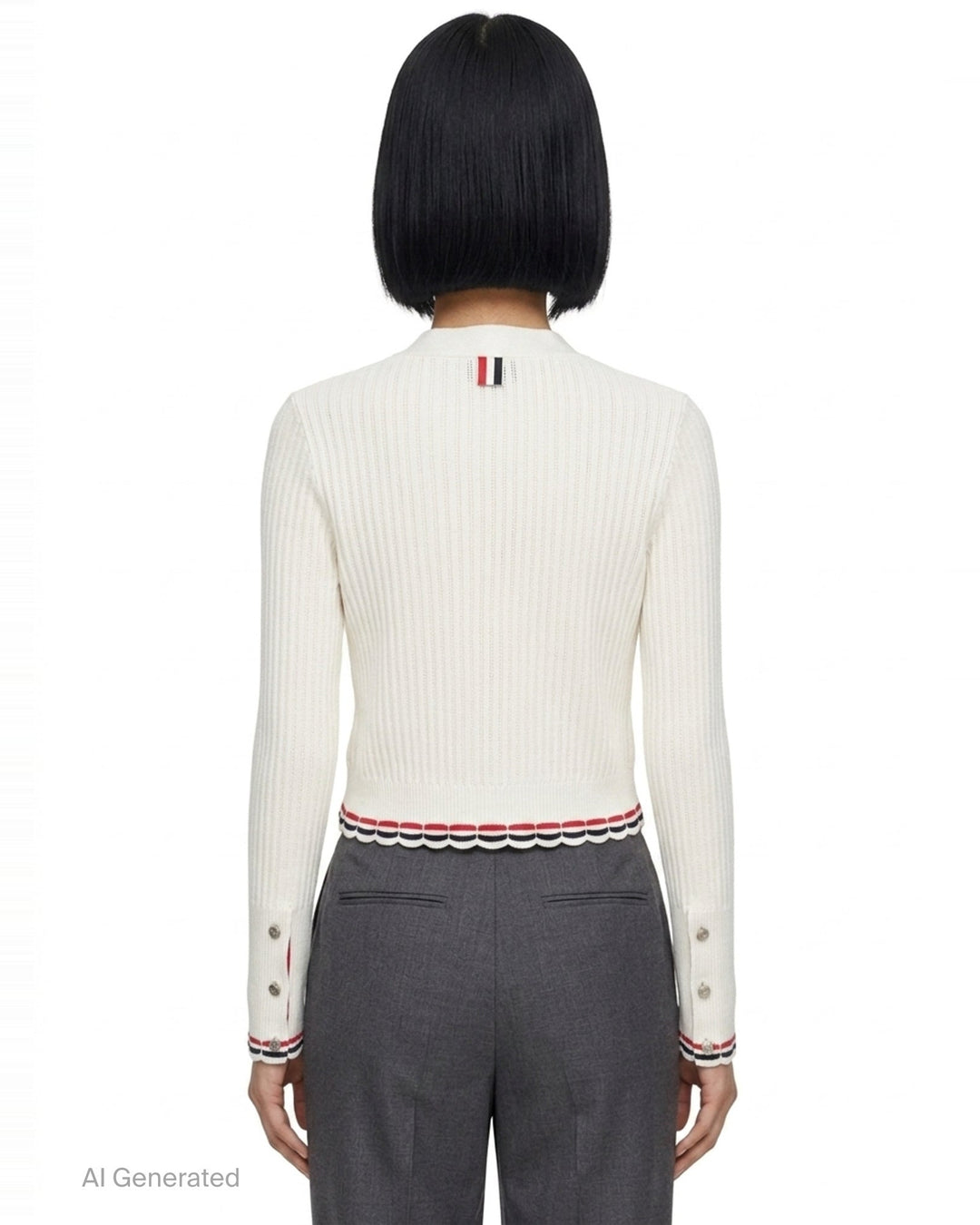 Pointelle Rib Stitch Cardigan | Thom Browne | Club21 - back