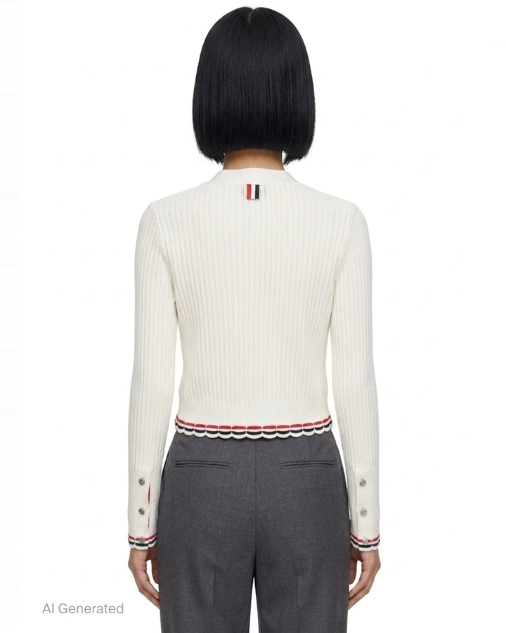 Pointelle Rib Stitch Cardigan | Thom Browne | Club21 - back