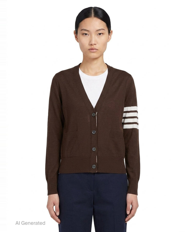 Relaxed Fit V-Neck Cardigan | Thom Browne | Club21 - front