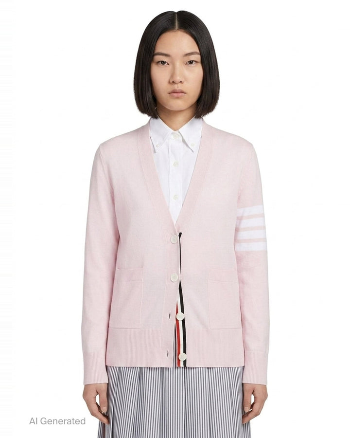 Relaxed Fit V-Neck Cardigan | Thom Browne | Club21 - front
