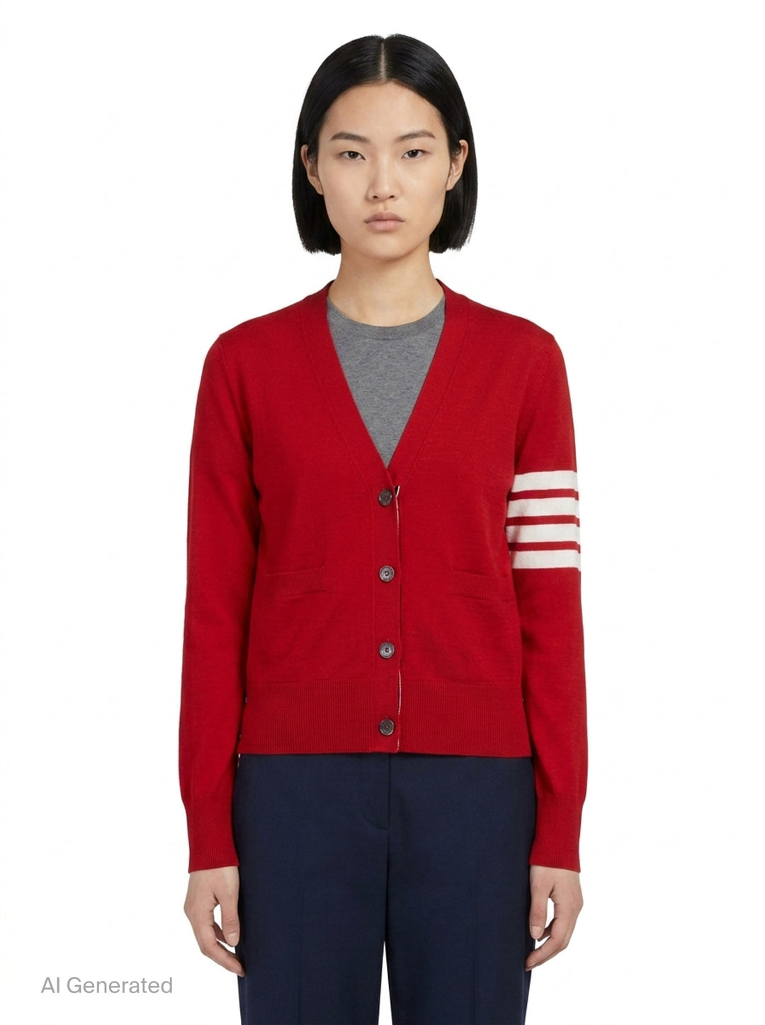 Relaxed Fit V-Neck Cardigan | Thom Browne | Club21 - front