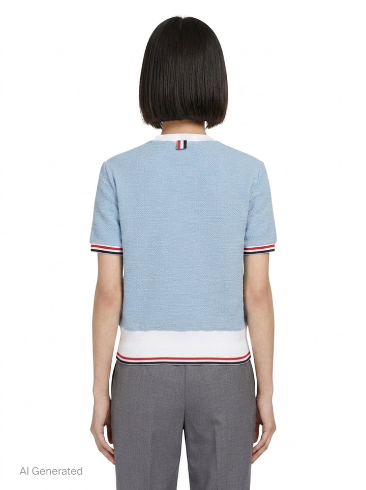 Rib Cuff Short Sleeve Tee | Thom Browne | Club21 - back