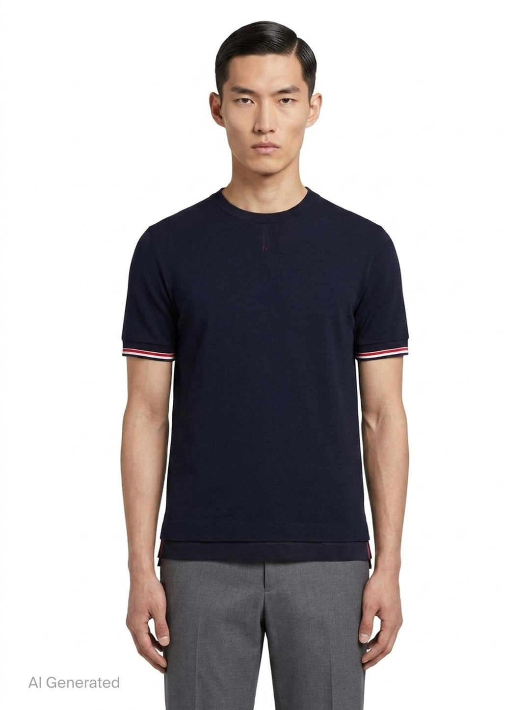 Rib Cuff Tipping Tee | Thom Browne | Club21 - front