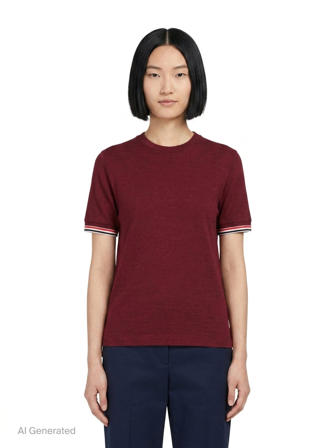 Rib Cuff Tipping Tee | Thom Browne | Club21 - front