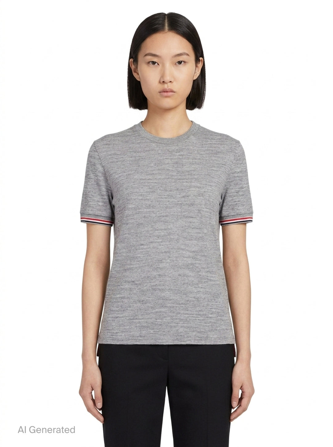 Rib Cuff Tipping Tee | Thom Browne | Club21 - front