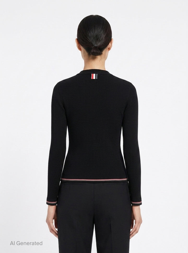 Rib Stitch Crew Neck Cardigan | Thom Browne | Club21 - back
