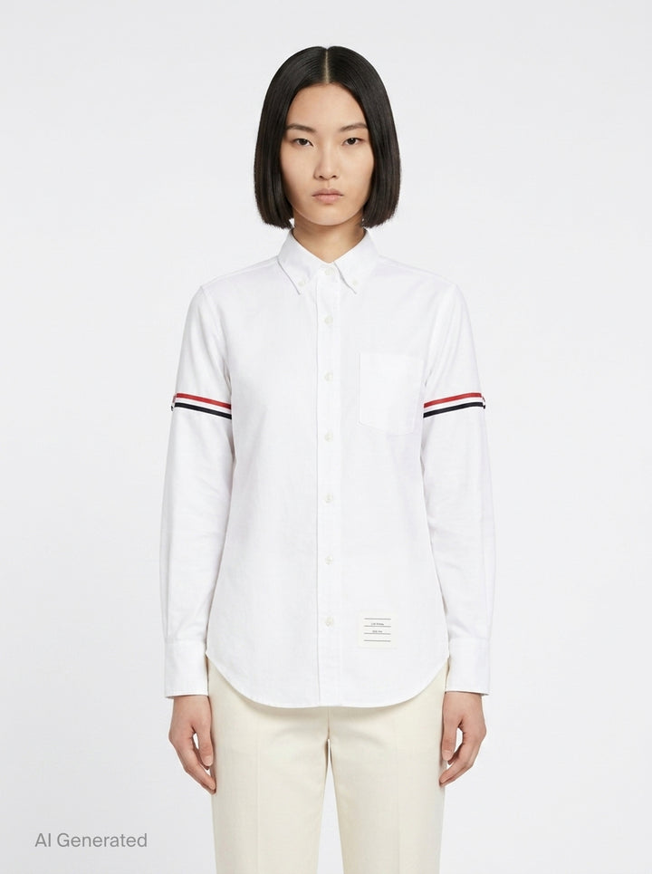 Round Collar Stripe Shirt | Thom Browne | Club21 - front