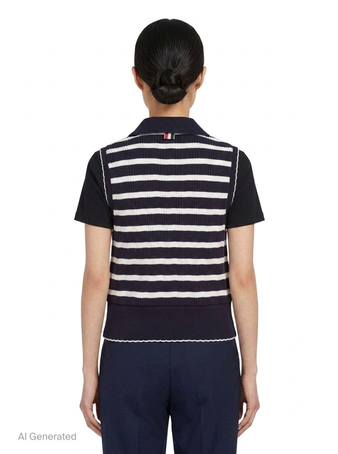 Round Collar Striped Polo Vest | Thom Browne | Club21 - back