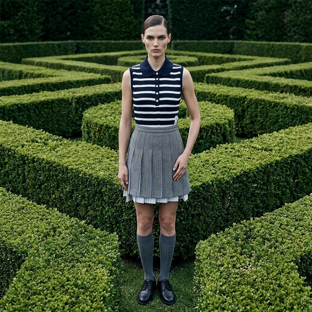 Round Collar Striped Polo Vest | Thom Browne | Club21 - lifestyle