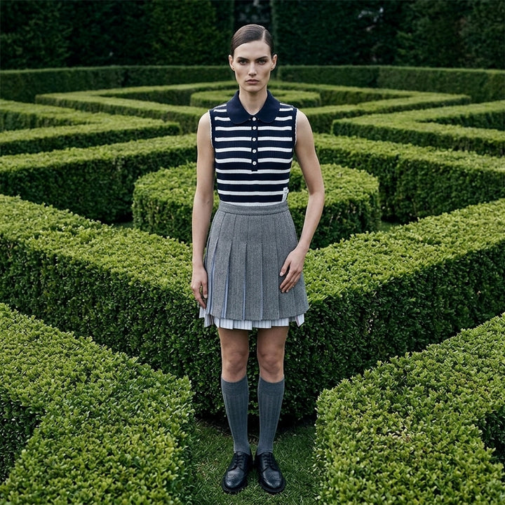 Round Collar Striped Polo Vest | Thom Browne | Club21 - lifestyle