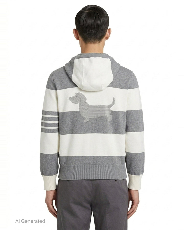 Rugby Stripe Zip-Up Hoodie | Thom Browne | Club21 - back