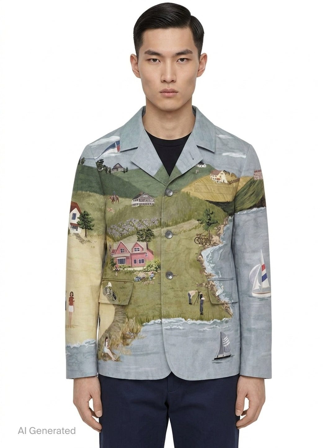 Scenic Print Cutaway Jacket | Thom Browne | Club21 - front