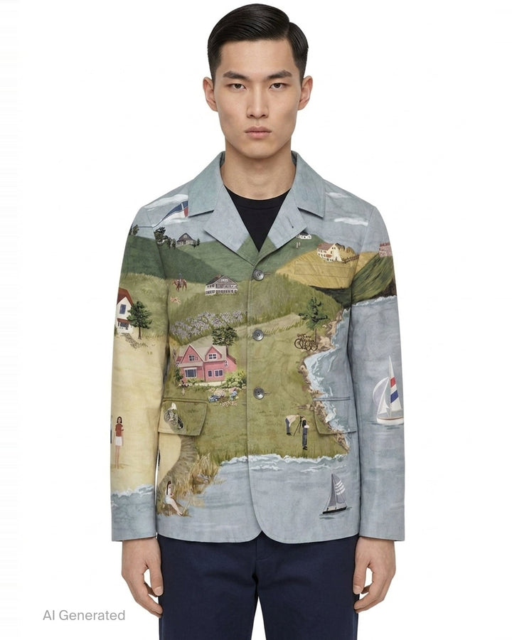 Scenic Print Cutaway Jacket | Thom Browne | Club21 - front