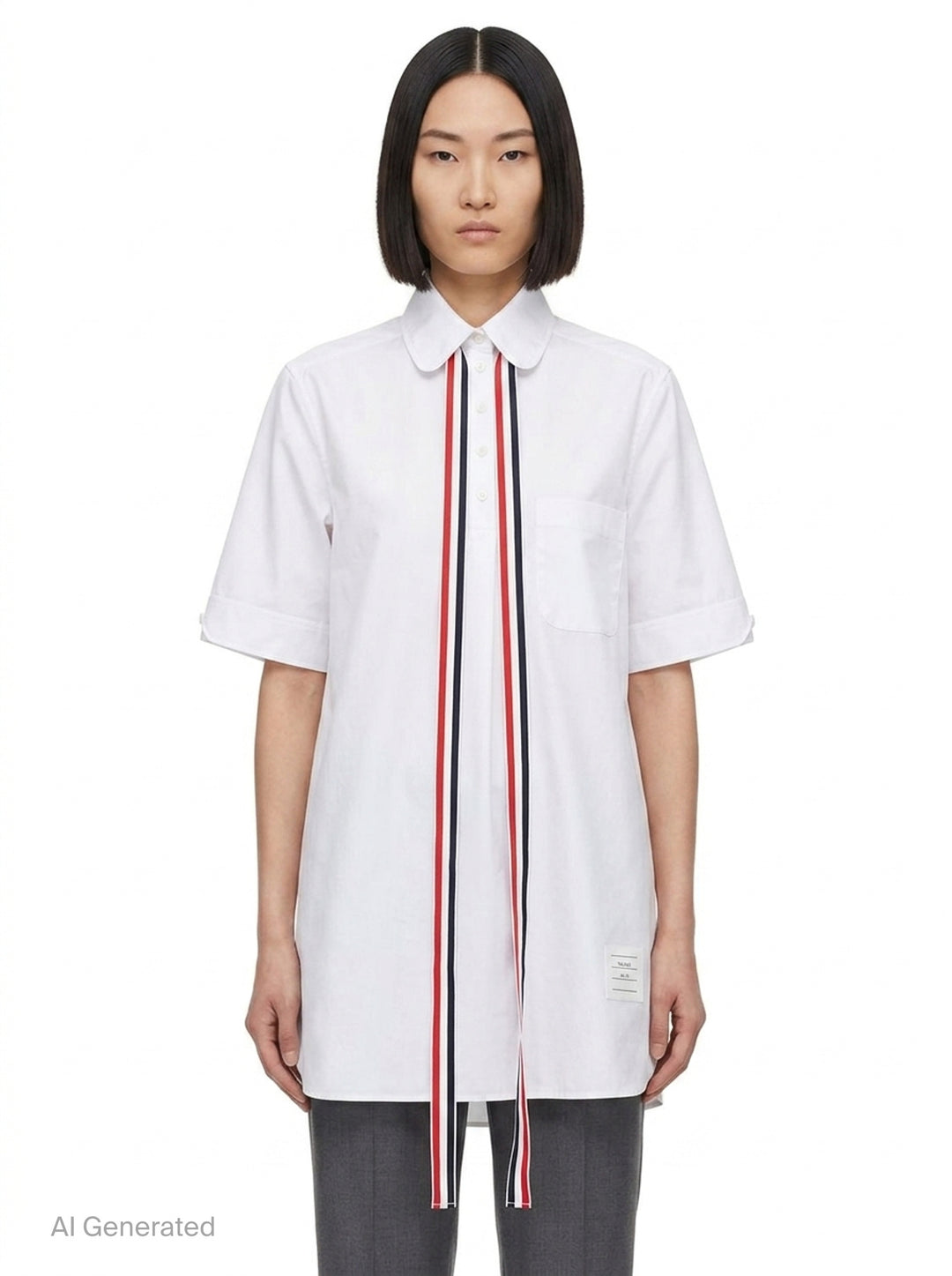 Short Sleeve Blouson Shirt Dress | Thom Browne | Club21 - front