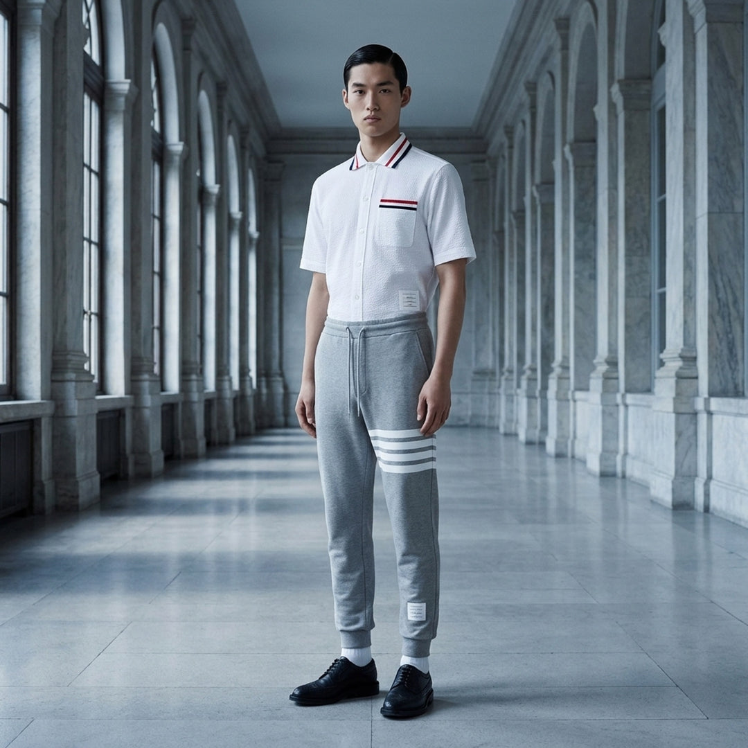 Short Sleeve Button Down Polo | Thom Browne | Club21 - lifestyle