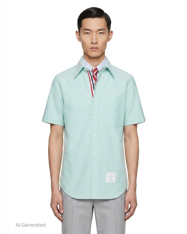 Short Sleeve Button-Down Shirt | Thom Browne | Club21 - front