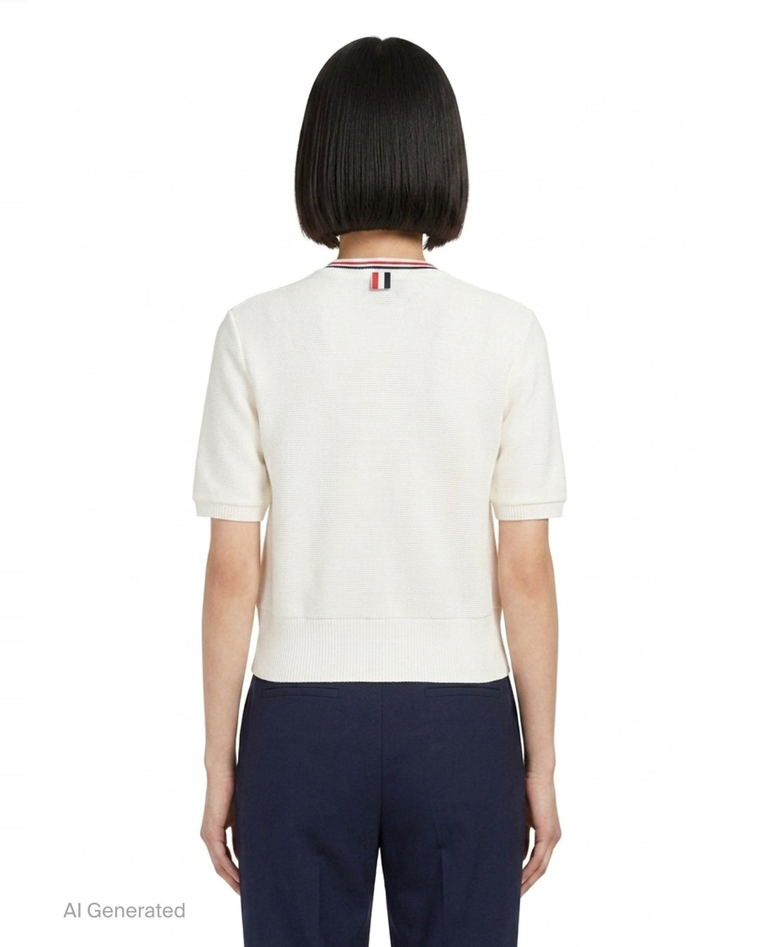 Short Sleeve Crew Neck Cardigan | Thom Browne | Club21 - back