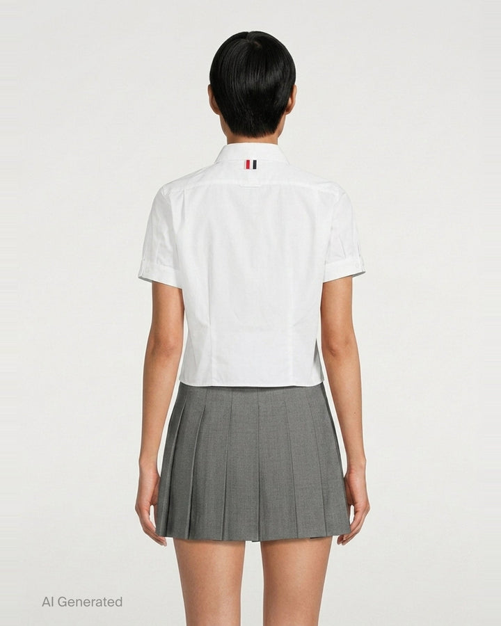 Short Sleeve Cropped Shirt | Thom Browne | Club21 - back