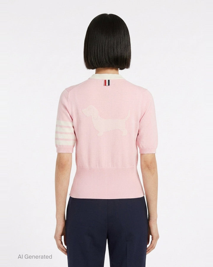 Short Sleeve Intarsia Knit Tee | Thom Browne | Club21 - back